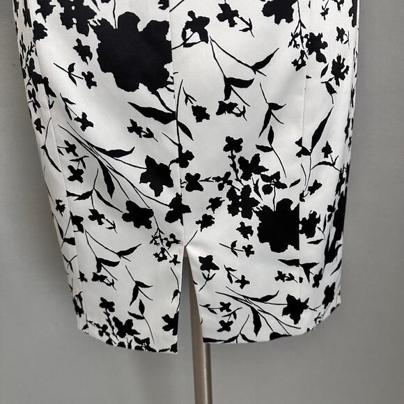 Kay Unger Satin Sheath Portrait Collar Party Cocktail Dress Sz 8 Black and White - Picture 5 of 13